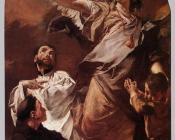 乔瓦尼 巴蒂斯塔 皮亚泽塔 : The Guardian Angel With Sts Anthony Of Padau And Gaetano Thiene